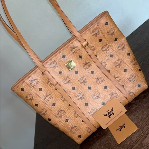 MCM Tan Visetos Coated Canvas Striped Shopper Tote MCM | TLC US MCM Tan Visetos Logo Tote main image 1